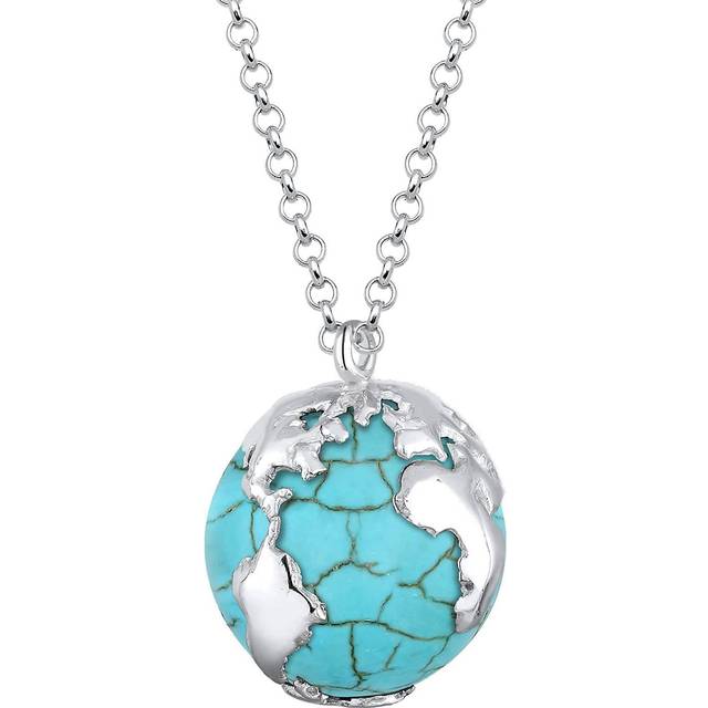 Elli halsband med Howlite Glob hänge i 925 sterlingsilver, 700, Silver, Turkos