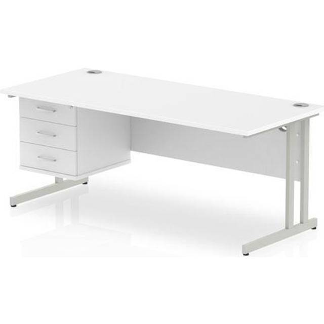 Impulse 1800 Rectangle Silver Cant Leg Desk White 1 x 3 - MI002216
