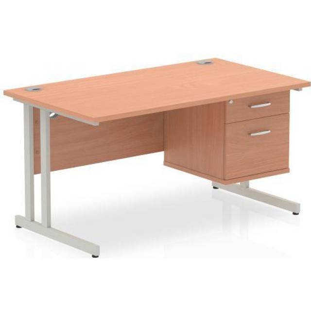 Impulse 1400 Rectangle Silver Cant Leg Desk Beech 1 x 2 - MI001689