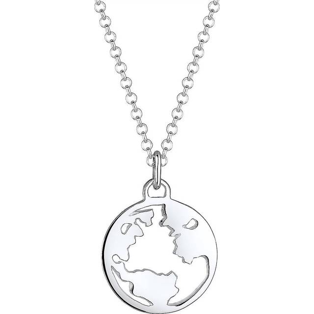 Elli halsband damer jordglob glob vandringslöst resor i 925 sterlingsilver, 45, Sterlingsilver, Utan