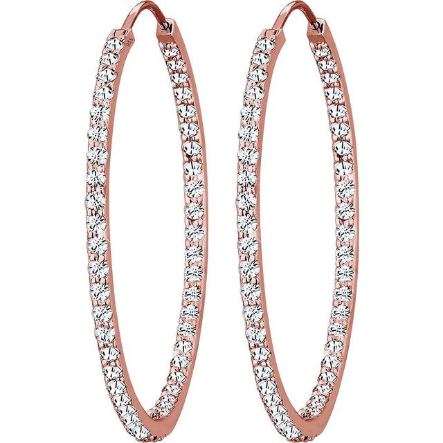 Elli premium dam äkta smycke örhängen kreoler med kristaller i 925 sterlingsilver e silver,Rödguld