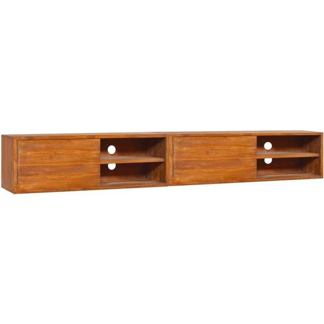 Väggmonterad TV-bänk 180x30x30 cm massiv teak