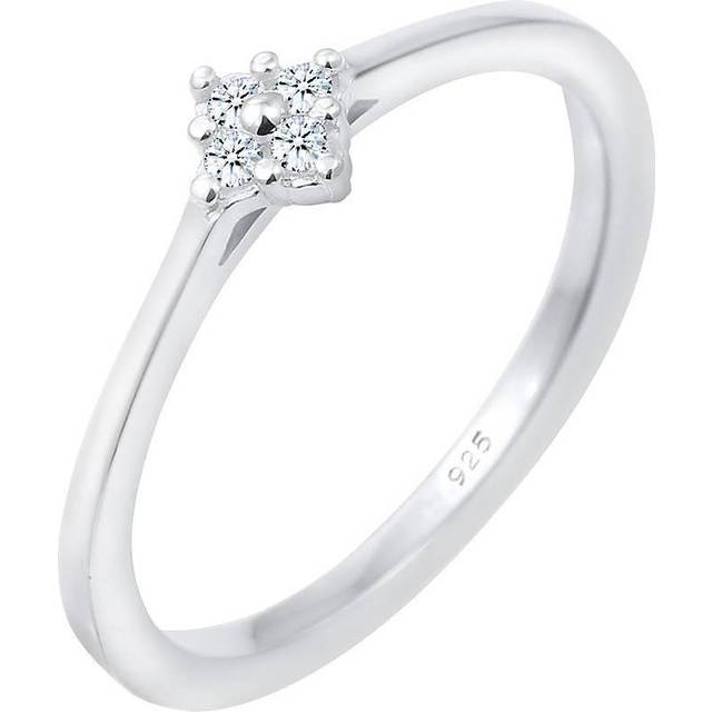 Diamore dam solitärring 925 sterlingsilver diamant 0,08 ct e silver, 54 (17.2), colore: Weiß, cod. 0607380416_54