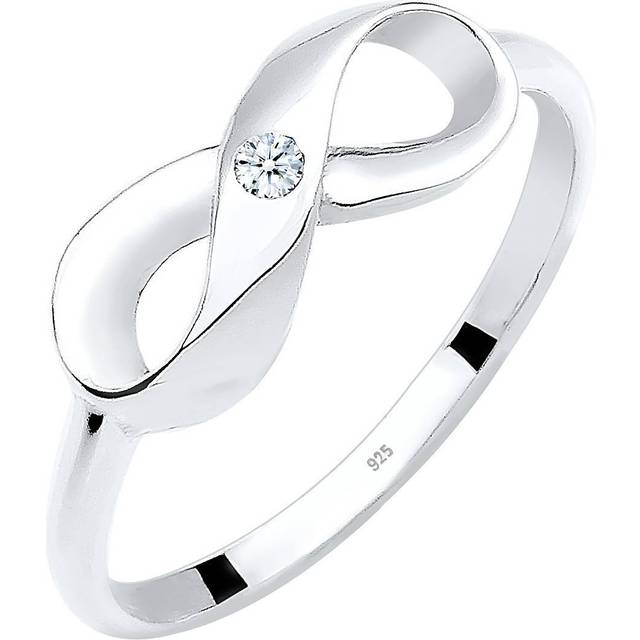 DIAMORE Dam 925 Sterling Silver 0,03 ct Vit Diamant Infinity Ring e Silver, Q, colore: Vitt, cod. 0609372413_56