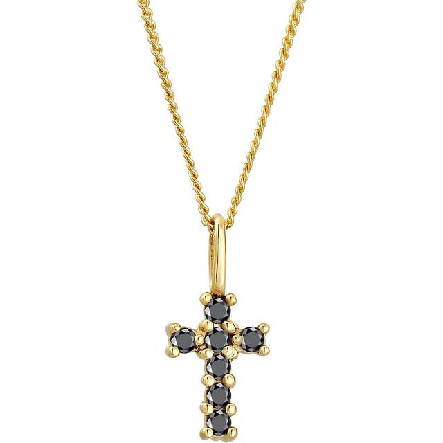 Elli DIAMONDS Halsband damer kors hänge med diamant (0,14 ct.) av 585 gult guld, 45cm, Gult guld, Diamant