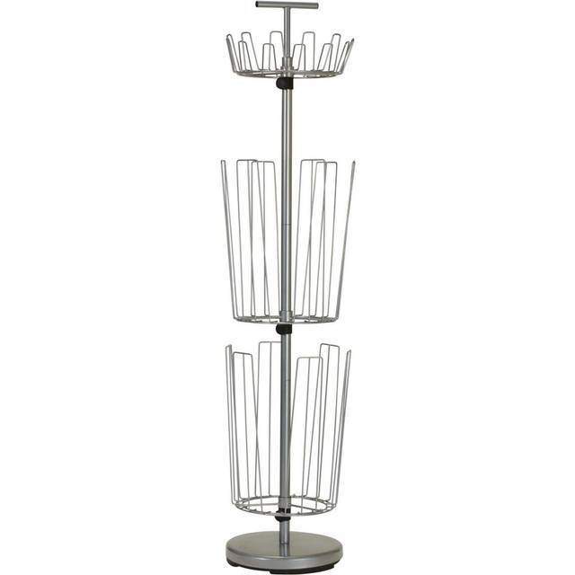 Household Essentials 2132-1 Metal 3-Tier Revolving Shoe and Boot Rack - Silver