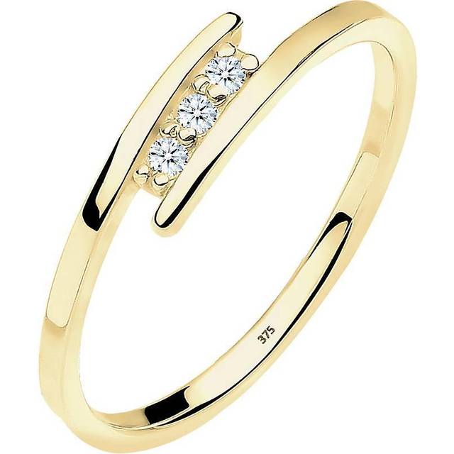 Diamore damring förlovningsring trio diamant 0,06 karat 375 gult guld vit 0606940915 e silver, 56 (17,8), colore: Vit, cod. 0606940915_56