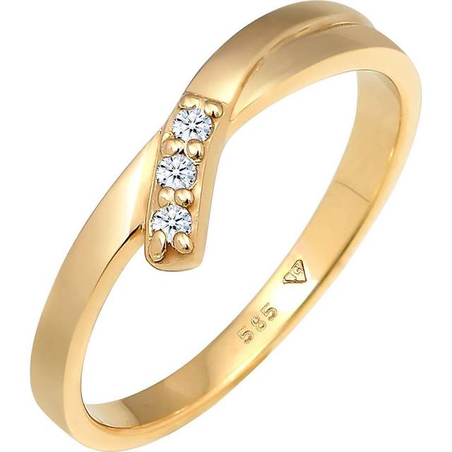 Diamore ring förlovning 585 gult guld diamant 0,06 ct. Trio e silver, 54 (17.2), colore: Guld, cod. 0606471215_54