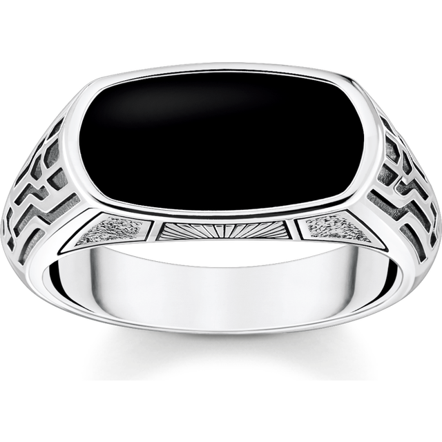 Thomas Sabo Ring with black onyx silver black TR2429-507-11-58 - black/silver-coloured
