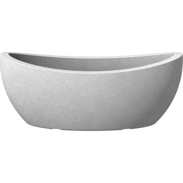 Scheurich Wave Globe Jardiniere 58, växtskål/blomkruka/blomkruka, oval, färg: Stony Grey, tillverkad med återvunnen plast, 10 års garanti, för utomhusbruk