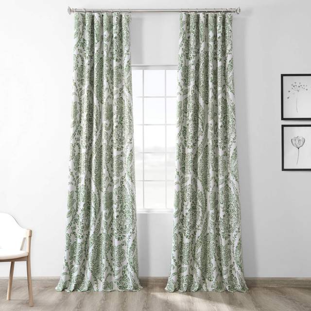 HPD halvt pris draperier tryckt mörkläggningsgardiner för rum 50 x 84 (1 panel), BOCH-KC16072B-84, Tea Time Green