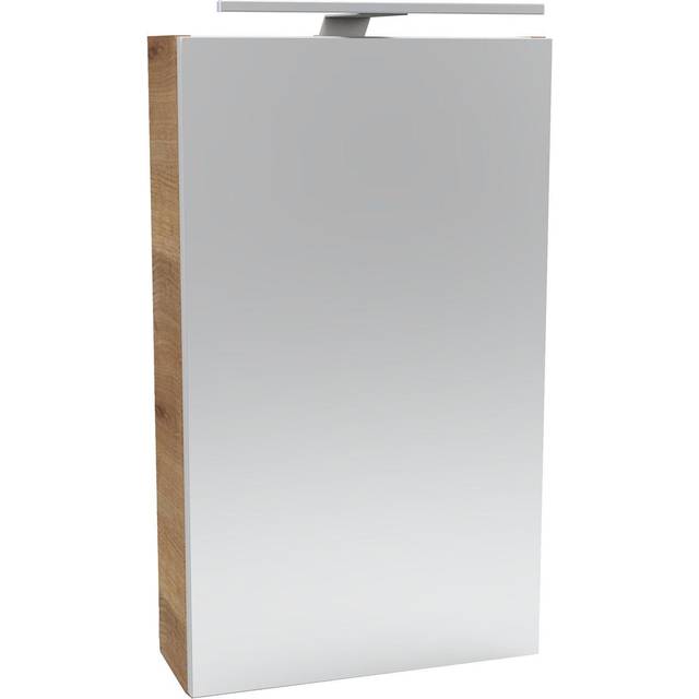 40cm x 68cm Mirror Cabinet with LED Lighting - Brown (680mm H X 400mm W X 150mm D)