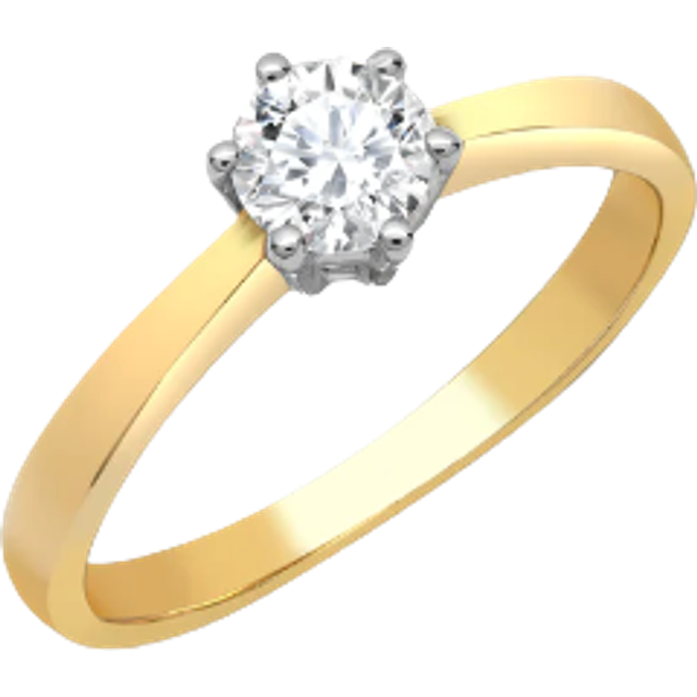 (O) Jewelco London Ladies Solid 18ct Gold 6 Claw Set Round G SI1 0.25ct Diamond Solitaire Engagement Ring 5mm - 18R306-025