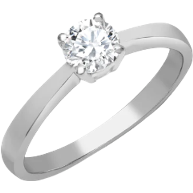 (J) Jewelco London Solid 18ct White Gold 4 Claw Set Round G SI1 0.25ct Diamond Solitaire Engagement Ring 4mm - 18R321-025