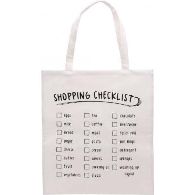 Large Cream Totes Bag Canvas Fun Slogans Travel Shopper Shopping Beach Gym Carrier/'Shopping Checklist'