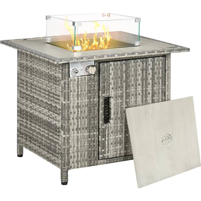 Outdoor PE Rattan Gas Fire Pit Table, Outdoor PE Rattan Gas Fire Pit Table
