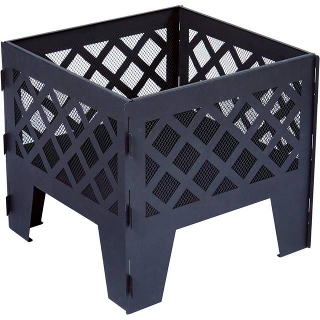 The Outdoor Living Company 50cm Square Black Metal Fire Pit / Basket / Brazier - H45 x W50 x D50cm, Black