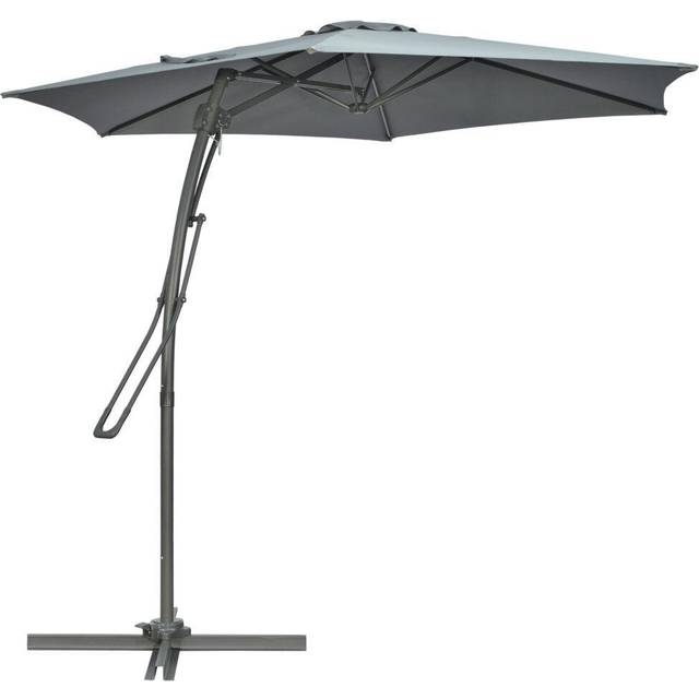 Outsunny 3m Cantilever Parasol with Easy Lever Crank Handle 6 Metal Ribs Grey | TJ Hughes