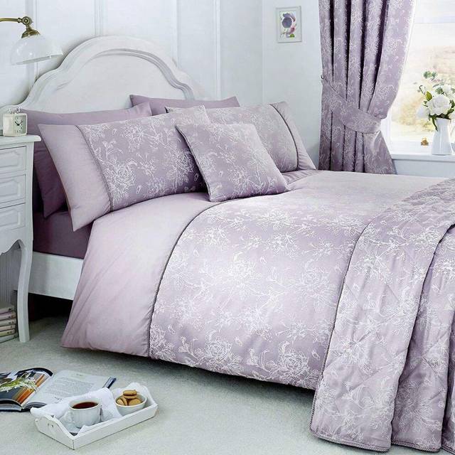 Jasmine Duvet Cover Set - Lavender - Super King Size - Dreams & Drapes