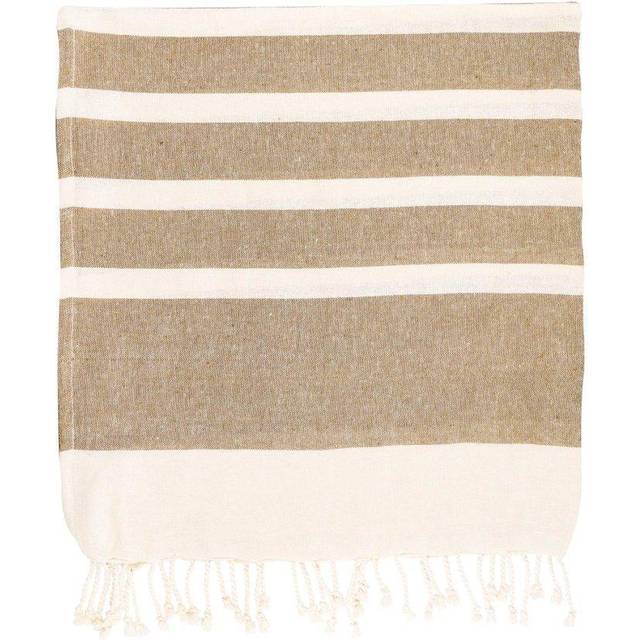 170cm x 90cm Turkish Cotton Bath Towel - Beige Stripe