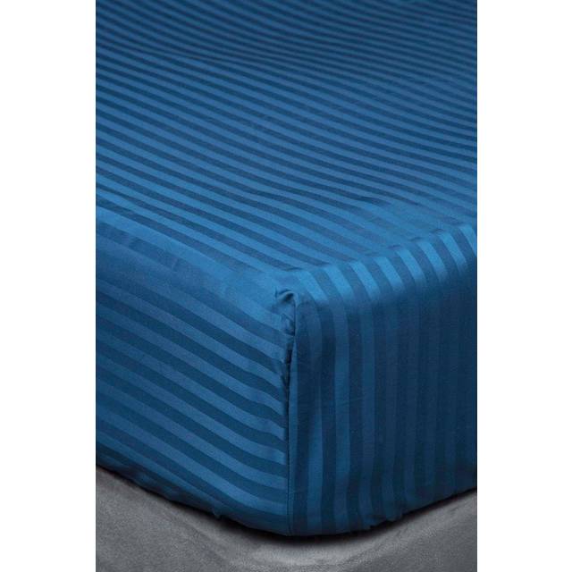 Belledorm 540TC Hotel Suite Satin Stripe 15" Fitted Sheet Double Navy (Double)
