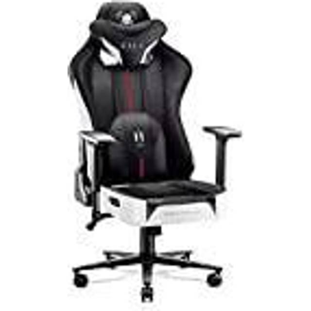Diablo X-Player 2.0 Gamingstol Kontorsstol Skrivbordstol 3D-Armstöd Stoff Ergonomisk Design Näckkudde Ländryggenkudde Vit-Svart Normal (L)