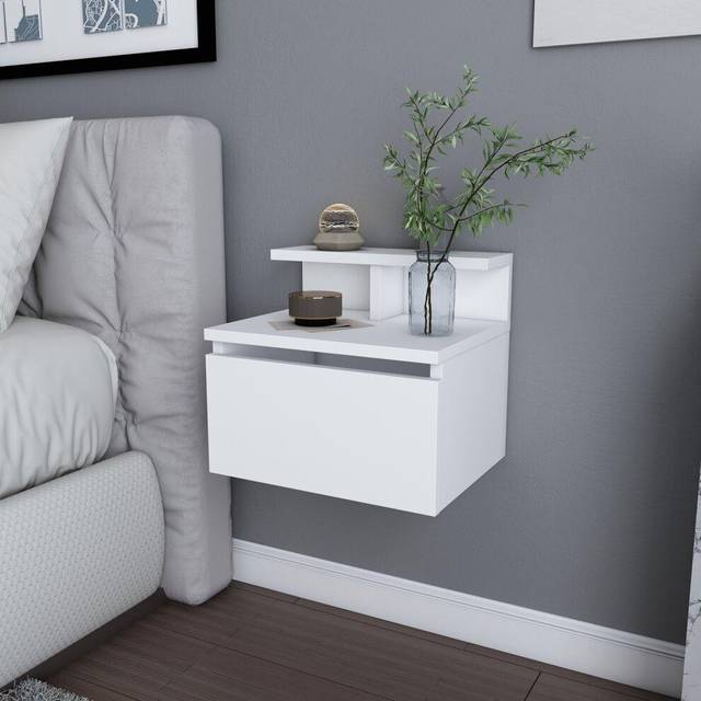 Aleph Floating Bedside Table - White