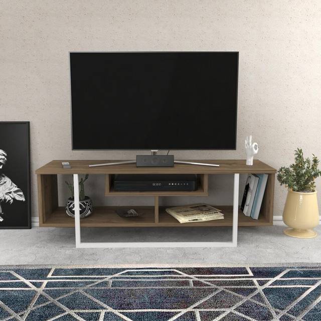Asal 120cm Wide TV Stand: Walnut White
