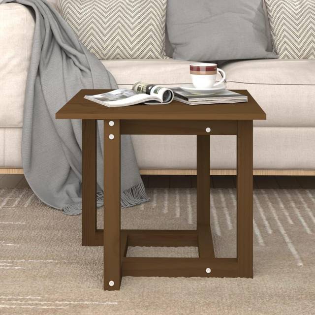 Soffbord honungsbrun 50x50x45 cm massiv furu