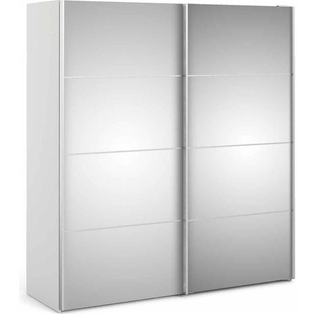 Verona 5 Shelf Sliding Wardrobe in White with Oak Doors