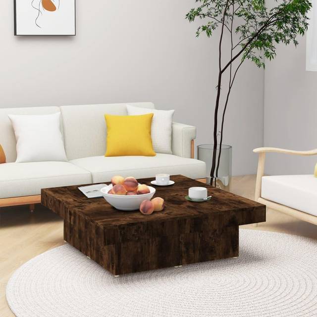 vidaXL Coffee Table Smoked Oak 90x90x28 cm Engineered Wood - Brown