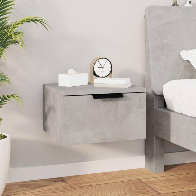 (Concrete grey, 1) vidaXL Wall-mounted Bedside Cabinets Bedroom Floating Nightstand Wall Cabinet