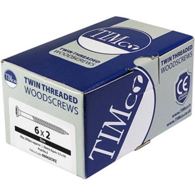 Twin Thread Zinc Countersunk Woodscrew 10 x 21/4 Qty 200 - Timco