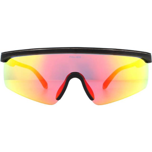 Police Wrap Mens Rubberised Black Red Mirror Sunglasses - One Size