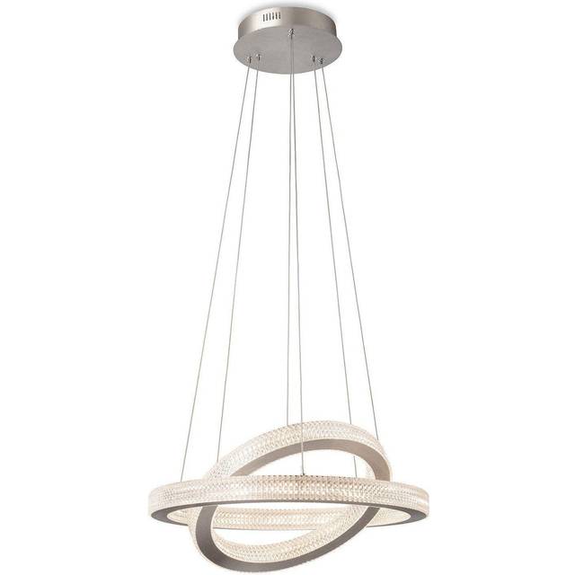 Firstlight Diamond Modern Style LED 2-Ring Pendant Light 43W Warm White in Aluminium and Prismatic