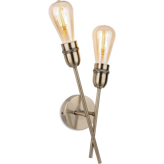 Firstlight 2882AB Leon 2 Light Wall Light In Antique Brass Finish