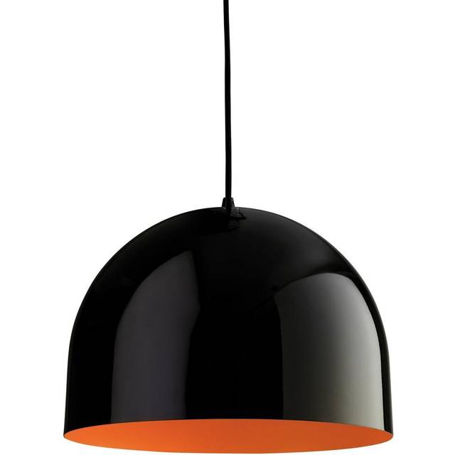 Firstlight House Modern Style 30cm Pendant Light Black and Orange Inner