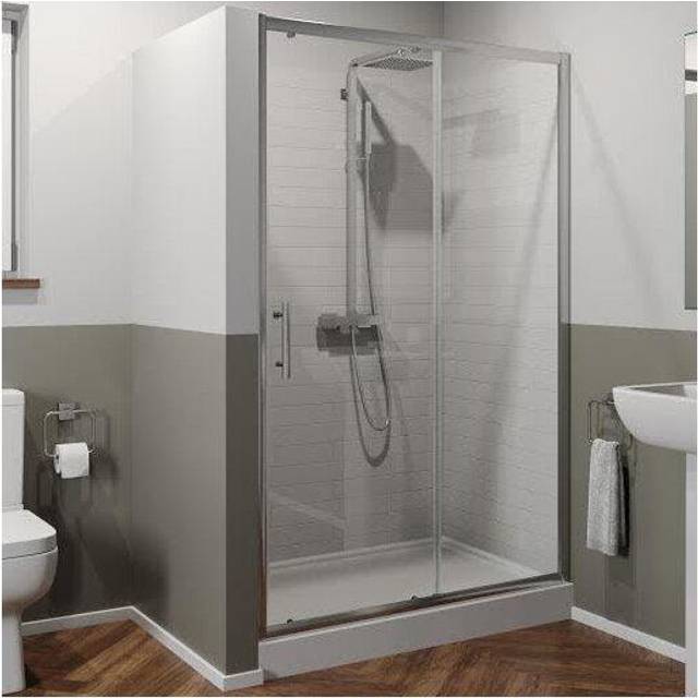 Luxura Sliding Shower Door 1100mm with 1100 x 800mm Raised Tray - 6mm