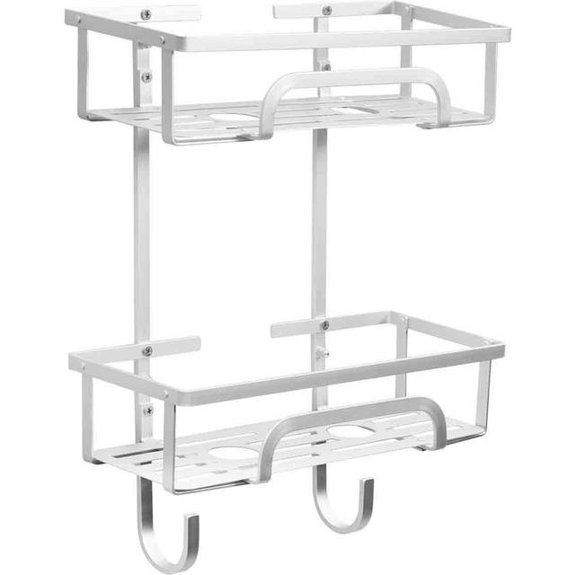 House of Home 2-Tier Adhesive Shower Caddy - Silver - 37 x 28 x 12cm