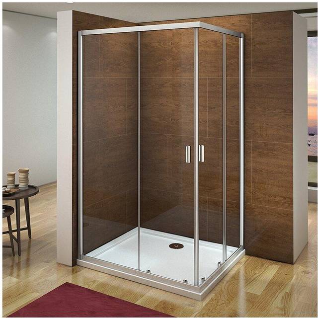 SKY - Bathroom 6mm Safety Tempered Glass Quadrant Shower Cubicle Walk in Sliding Shower Door 760x760x1900mm