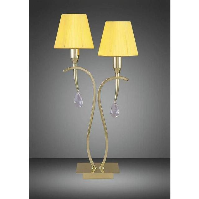 Mantra M0350PB Siena Table Lamp 2 Light E14 Polished Brass Amber Cream