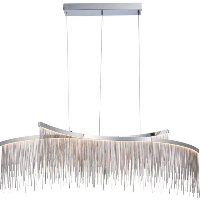 Catarina 2-Light Crystal Linear LED Pendant - Chrome Plate And Silver Effect Chain (60cm H X 118cm W X 25cm D)