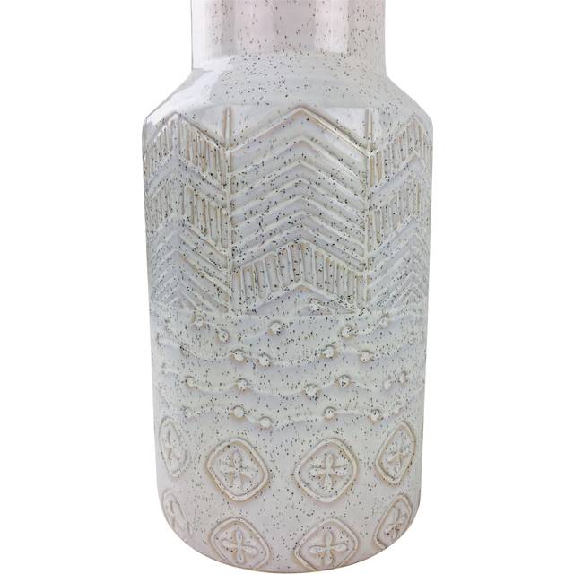 White Herringbone Textured Stoneware Vase 30cm