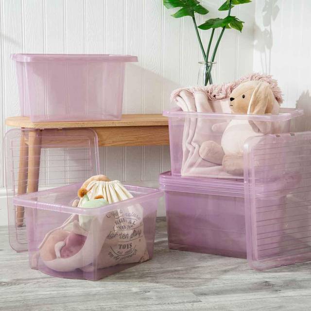 Wham Set 5 Crystal 28 Litre Box & Lid - Pink, Pink