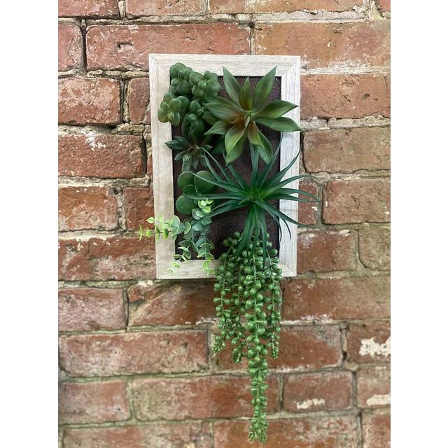 Artificial Succulents In Wooden Frame