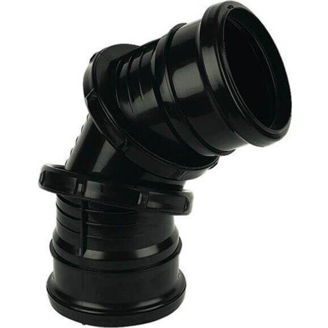 FloPlast 110mm Black Soil Pipe Adjustable Bend Double Socket - 0-90°