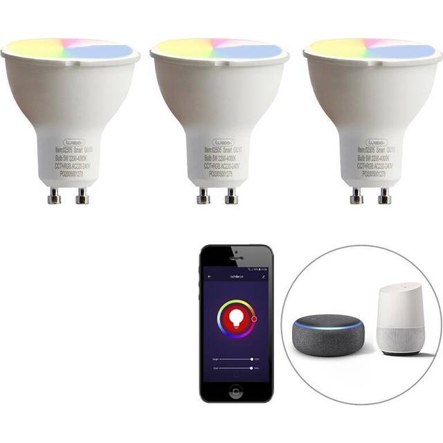 Luedd - Set of 3 Smart GU10 rgbw led Bulbs 5W 350 lm 2200-4000K