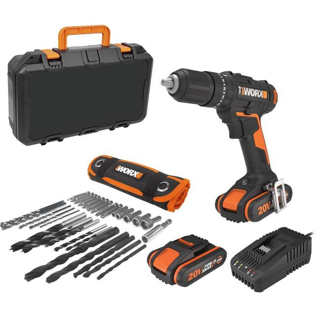 Worx 20V Combo Kit Brushed Combi Drill 50Nm 2 x 2.0Ah Batteries / 2A Charger & 30pcs Accessories