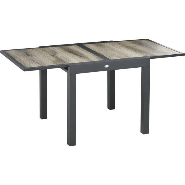 Outsunny Extendable Outdoor Dining Table Aluminium Rectangle Patio Table Beige, Cream