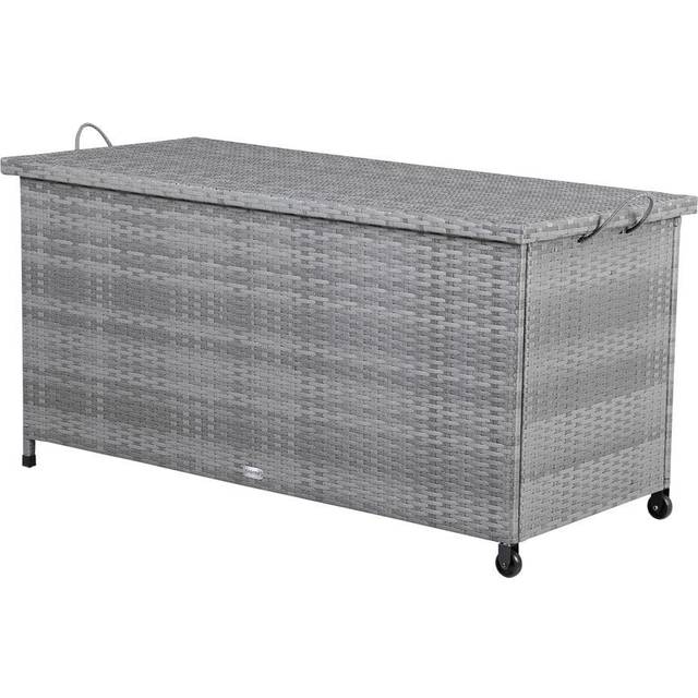Rattan Garden Storage Box Grey 117x53x60cm